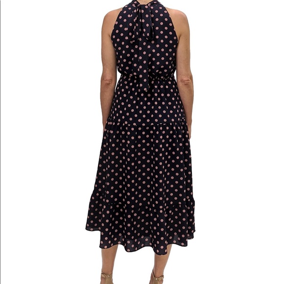Sam Edelma Navy & Pink polka dot tiered midi dress - Picture 3 of 7